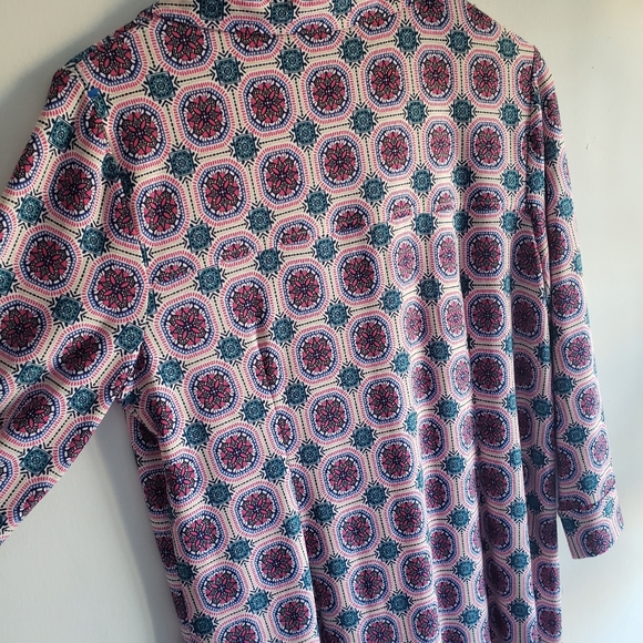 Chico's Medallion Midi Button Down  Shirt Dress Printed 1 Stretch Medium - Picture 9 of 13